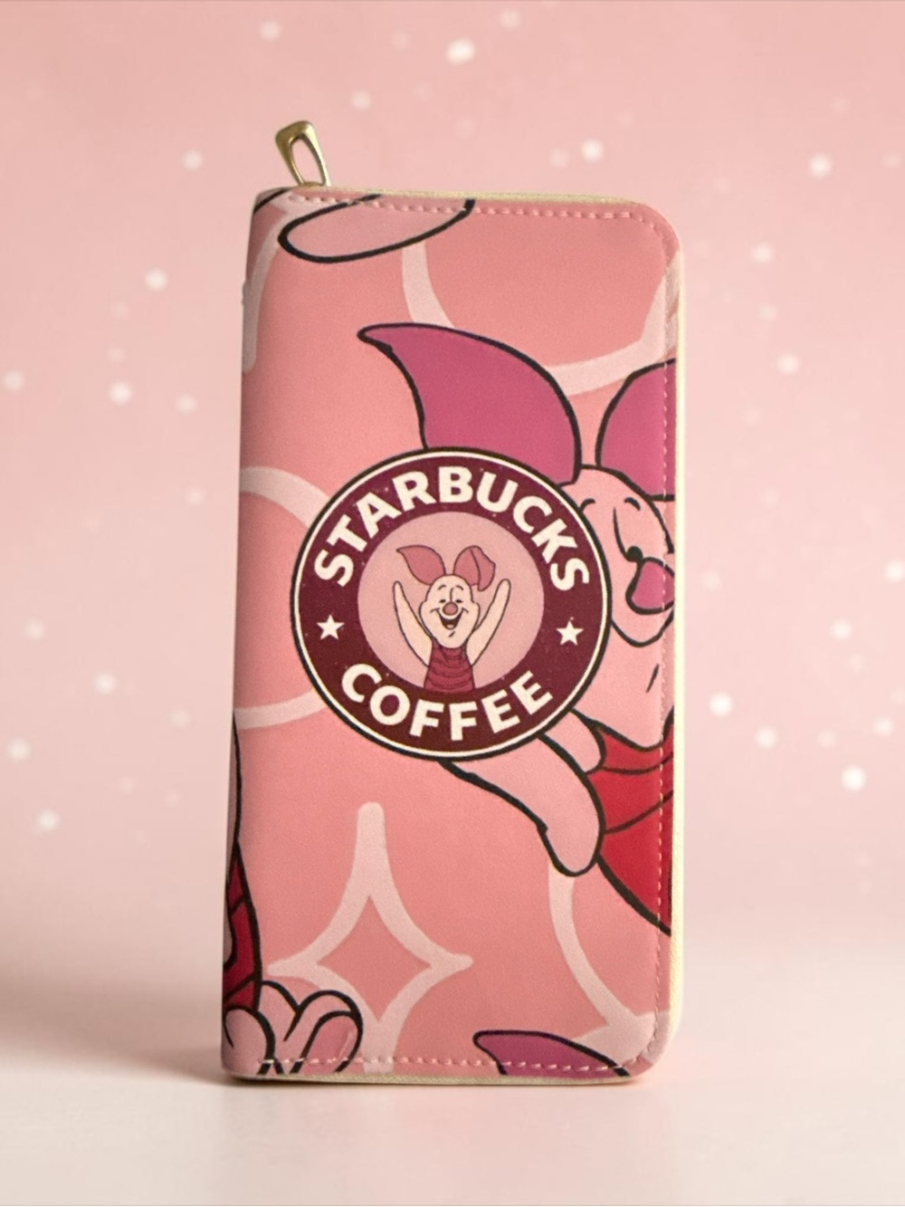 SB Pink Piglet Themed Zip Wallet Case